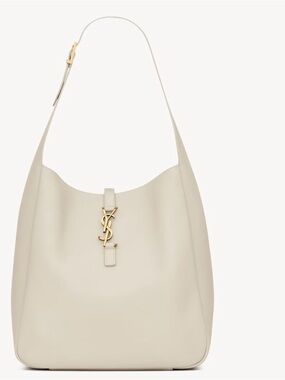 Saint Laurent Cream Leather 5 a 7  Shoulder Hobo with Gold YSL Accent
Authentic
